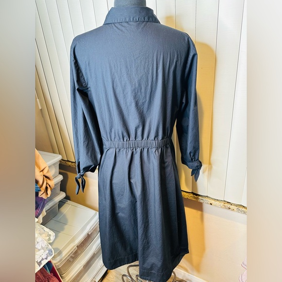 Talbots 100% Cotton Black Midi Poplin Shirtdress Size 14 - Picture 9 of 11
